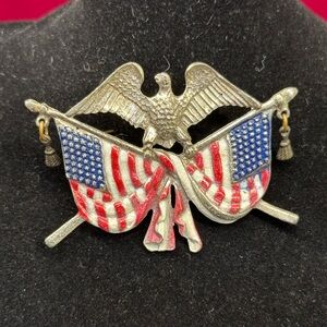 🇺🇸 WWII Sweetheart Eagle Double Flag Pin 🇺🇸 All Original Enamel